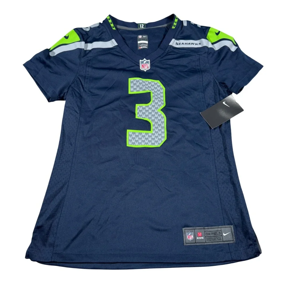 Nike Seattle Seahawks Russell Wilson Jersey Women M Navy Blue NFL Football 3